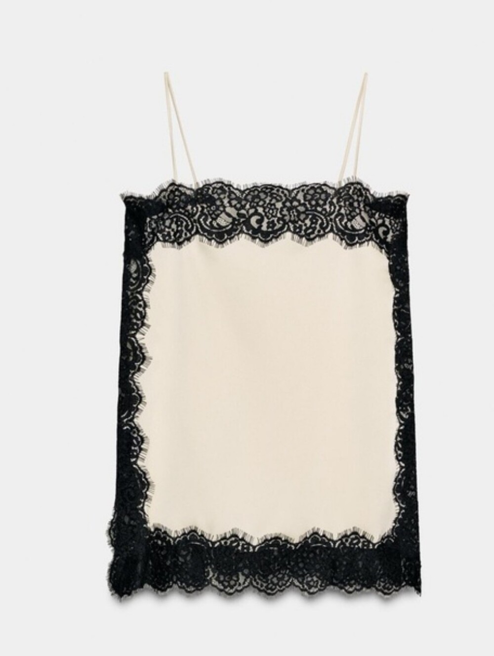 Zara NWT Satin Lace Top in Cream Black Size M - Picture 14 of 16